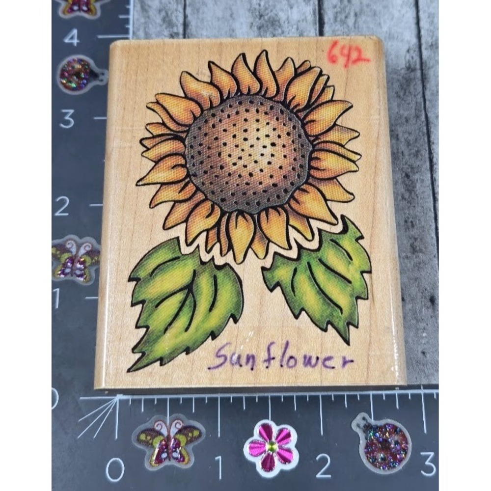 Rubber Stampede Sunflower Designs 770F Rubber Stamp Wood #J96